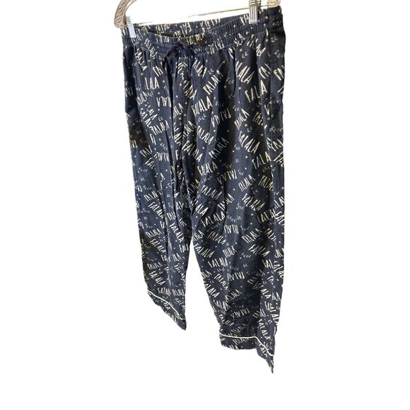 Gap Body Navy Blue Elastic Waist Holiday Pajama Pants Sz M - Picture 3 of 5